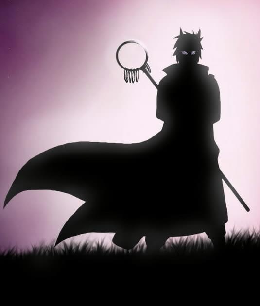 the silhouette of a man holding a magnifying glass in front of a purple sky