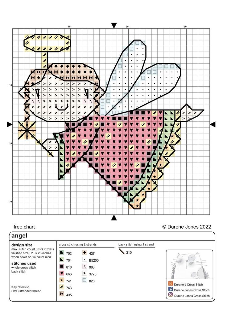 a cross stitch pattern with an angel on it