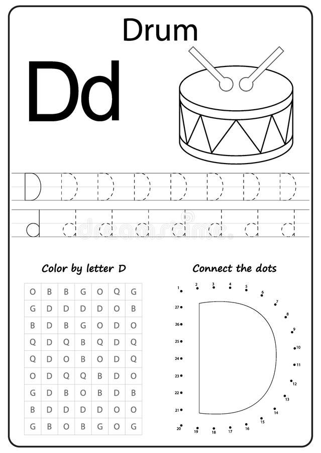 the letter d is for drum worksheet with numbers and letters to practice handwriting