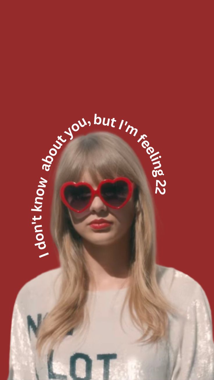 a woman wearing red heart shaped sunglasses with the words i don't know you but i'm fearless