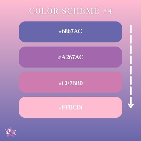 the color scheme for an iphone phone is shown in purple and pink tones, with different font