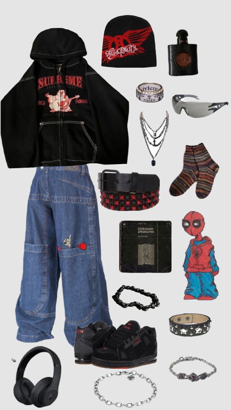 Yhhh #2000s #outfit #inspo #cool #red #olderbrothercore #monster #vibes #bored Yk2 Style, Grunge Fits, 2000s Outfit, Y2k Fits, Accessories Inspiration, Cold Fits, Ur Mom, Dream Aesthetic, Future Wardrobe