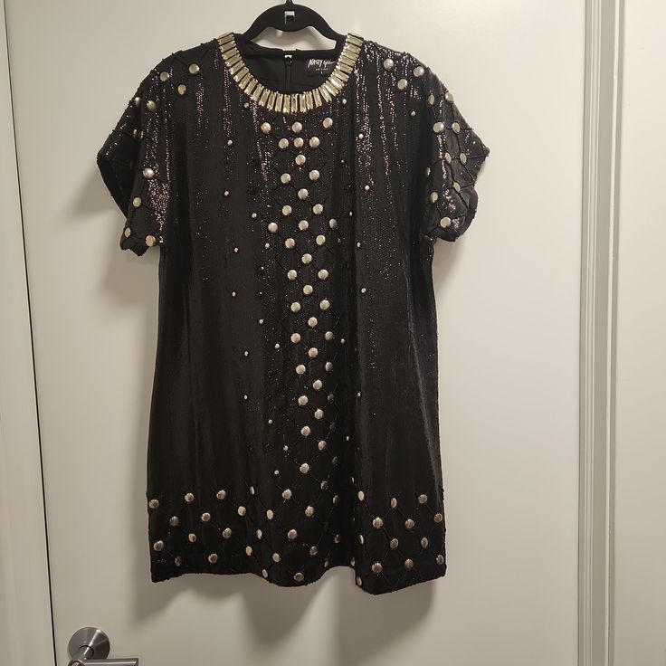 Closet Clean Out! Priced To Sell. Nasty Gal, Size Large. Nwt Glamorous Embellished Mini Dress With Short Sleeves, Embellished Sequin Cocktail Dress With Short Sleeves, Cocktail Sequin Embellished Short Sleeve Dress, Cocktail Sequin Embellished Dress With Short Sleeves, Short Sleeve Embellished Sequin Cocktail Dress, Embellished Mini Dress For Festive Occasions, Embellished Mini Dress For Festive Party Season, Black Glamorous Sequin Dress For Festive Occasions, Glamorous Black Sequin Festive Dress