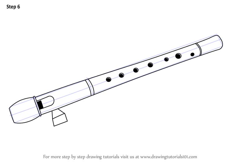 a drawing of a flute with four holes