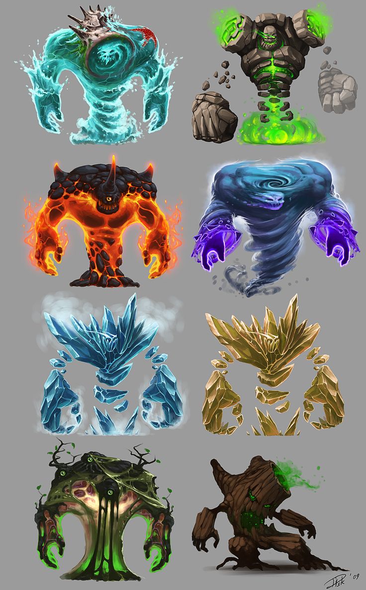 an image of different types of monsters