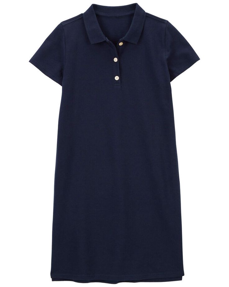 Crafted in a soft cotton blend and made to last, this polo dress is a must-have for everyday school wear. Plus is has short sleeves to keep her cool and functional buttons at the collar. Summer Cotton Polo Dress, Collared Cotton Polo Dress For Summer, Summer Cotton Collared Polo Dress, Casual Cotton Polo Dress For Work, Preppy Cotton Polo Shirt For School, Classic Short Sleeve Polo Dress For Summer, Classic Collared Polo Dress For Work, Fitted Cotton Collared Polo Dress, Classic Polo Dress With Collared Neckline For Workwear