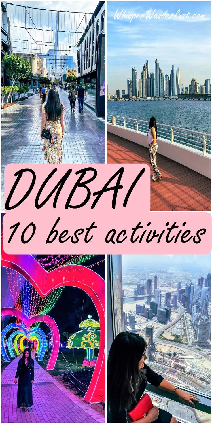 the top 10 things to do in dubai, including an observation deck and ferris wheel