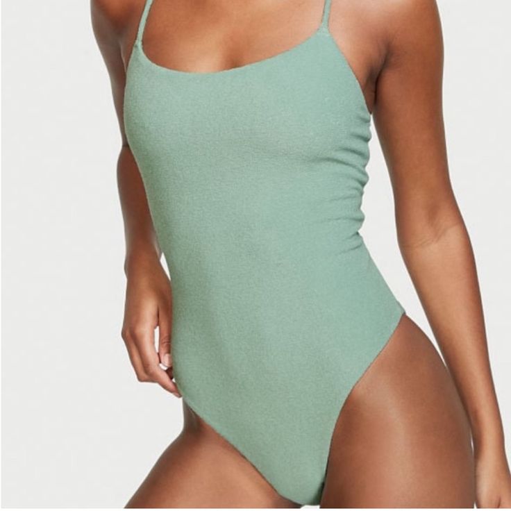 Victoria’s Secret Terry Cloth One Piece Swimsuit. Criss Cross Tie Back, Double Lined With Removable Padded Bra, Sea Foam Blue-Green Color. Size Large. Nwt And Hygienic Liner Still Intact. This Would Also Make A Great Bodysuit For Summer Outfits! (What I Got It For But Unfortunately, It Didn’t Fit.) Victoria's Secret One-piece Summer Bodysuit, Summer Victoria's Secret Lined Bodysuit, Victoria's Secret Beachwear Bodysuit For Swimming, Victoria's Secret One-piece Stretch Bodysuit, Victoria's Secret Stretch One-piece Bodysuit, Fitted Victoria's Secret Bodysuit For Summer, Victoria's Secret One-piece Summer Swimwear, Victoria's Secret Summer Beachwear Bodysuit, Victoria's Secret Stretch Bodysuit For Beach