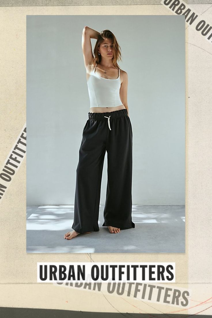 Wardrobe-staple Out From Under straight-leg sweatpants that you'll want to wear every day. With an ultra-soft feel, these baggy sweatpants have a relaxed straight leg finished with a side-split hem. Features Out From Under Hoxton baggy sweatpants Made to be lived in straight-leg sweatpants Relaxed slouchy fit Straight leg Side pockets Easy pull-on drawstring waist UO exclusive Content + Care 58% Cotton, 42% polyester Machine wash Imported Size + Fit Model in Grey is 5’7" and wearing size Small M Everyday Wide Leg Drawstring Pants, Everyday Wide Leg Pants With Drawstring, Basic Relaxed Fit Bottoms For Loungewear, Relaxed Baggy Everyday Bottoms, Versatile Full-length Relaxed Fit Sweatpants, Relaxed Fit Straight Leg Joggers, Casual Straight Leg Sweatpants With Drawstring, Casual Cotton Wide Leg Pants With Straight Hem, Casual Sweatpants With Drawstring And Straight Legs