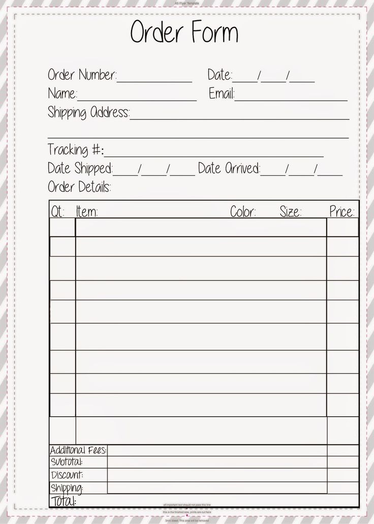 an order form with the words order form and numbers in white on grey stripes background