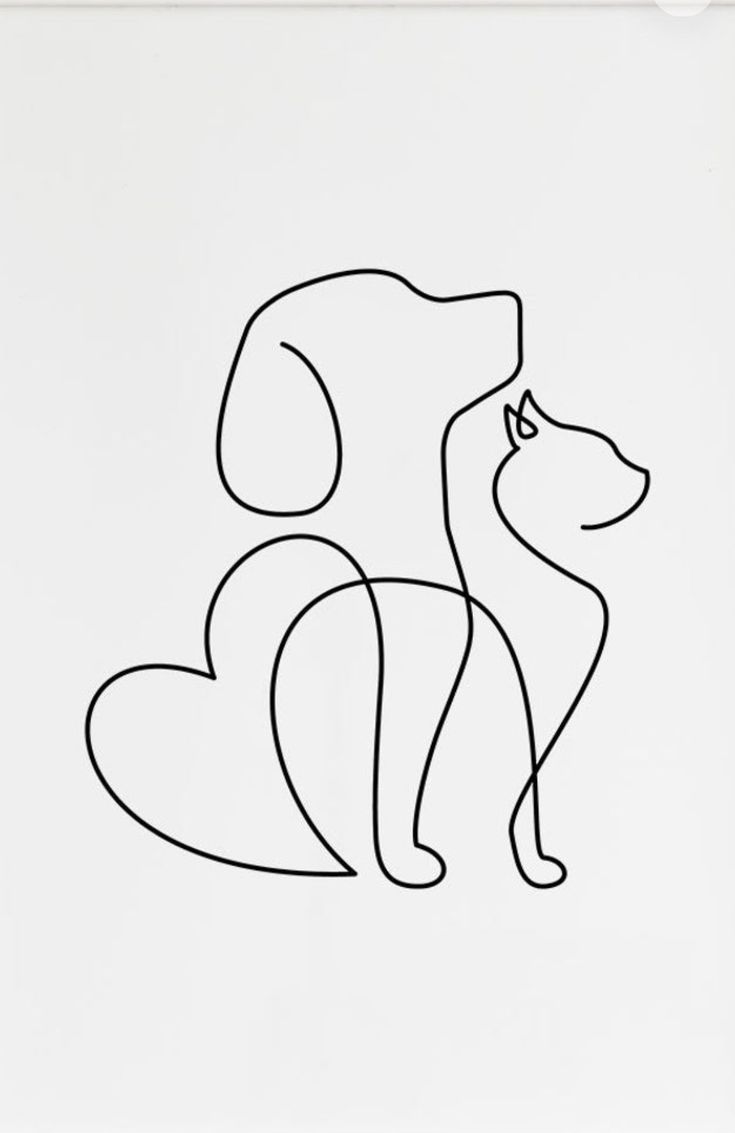 a black and white drawing of a dog