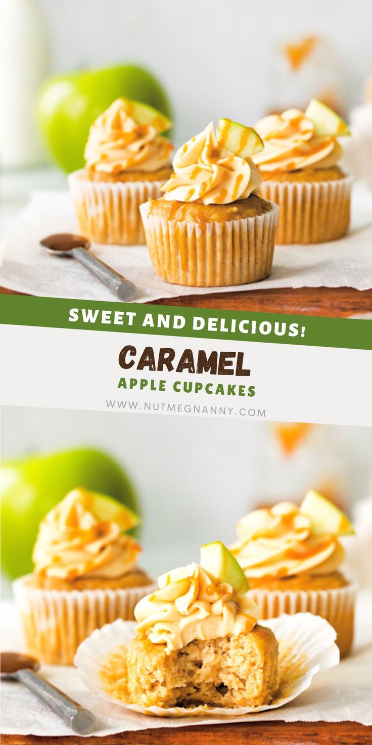 an image of cupcakes with caramel toppings on top and in the middle