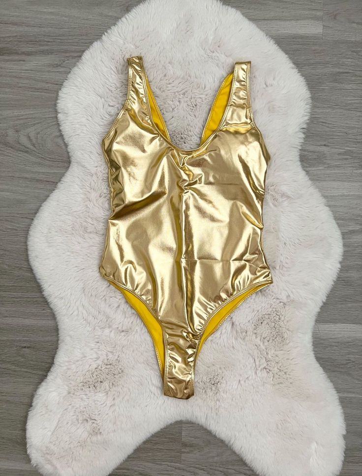 Sexy Shiny Gold/Silver Metallic Leather Scoop Neck Biquini Bathing Suit Swimsuit, new, size XS-S for Sale in Sunny Isles Beach, FL - OfferUp Metallic Shiny Swimwear For Pool, Fitted Gold Sleeveless Swimwear, Metallic Bathing Suit, Gold Beachwear Bodysuit For Swimming, Gold One-piece Swimwear For Poolside, Sunny Isles Beach, Suit Swimsuit, Sunny Isles, Metallic Leather