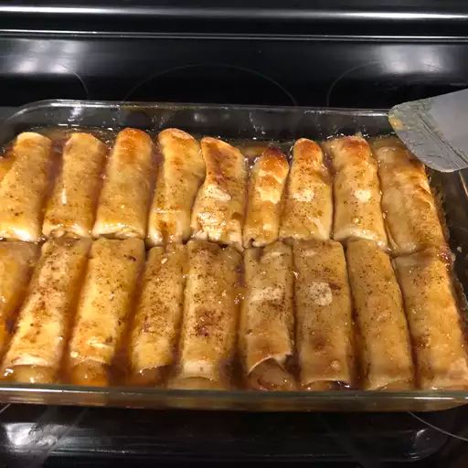 the food is prepared and ready to be cooked in the oven for dinner or dessert