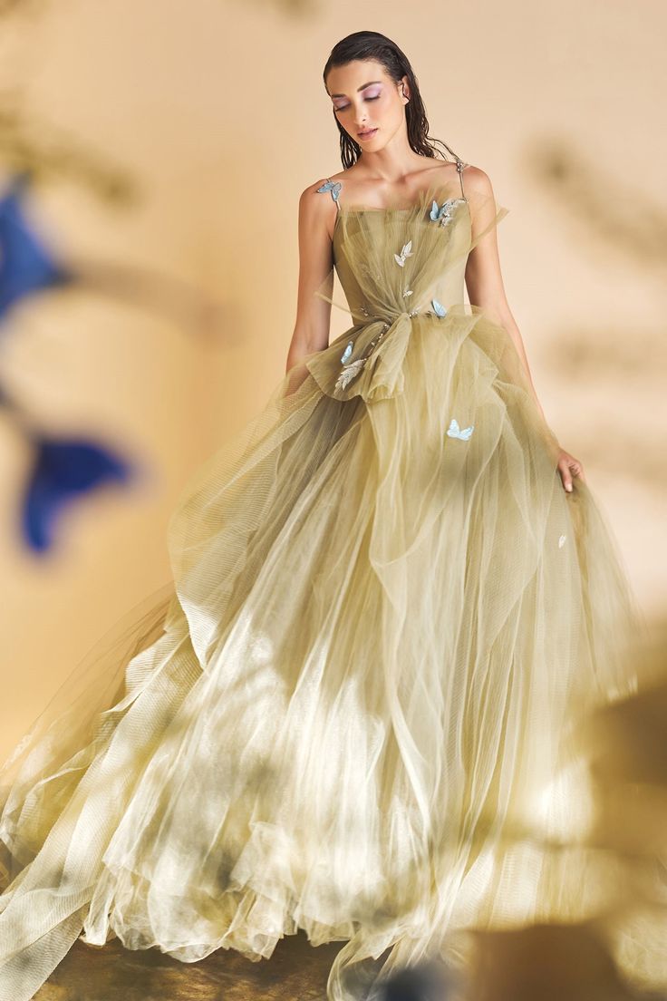 Indulge in elegance with the Andrea and Leo A1113 evening dress from the Spring 2024 Collection. This exquisite gown exudes sophistication and glamour, perfect for your next prom or special event. Elevate your style and make a statement with this luxurious piece. Butterfly Ballgown, Garden Princess, Andrea And Leo, Spring Ball, Butterfly Princess, Parade Dress, Vintage Ball Gowns, Straight Across Neckline, Tulle Balls