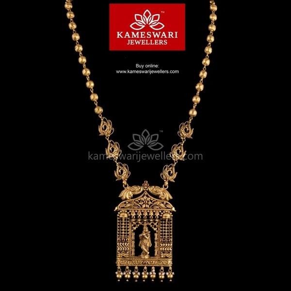 Square Pendent Designs Gold, Krishna Design, Gold Neckles, Exquisite Diamond Necklace, Unique Jewelry Necklace, Antique Gold Necklace, Kameswari Jewellers, Temple Jewelry Necklace, Traditional Necklace