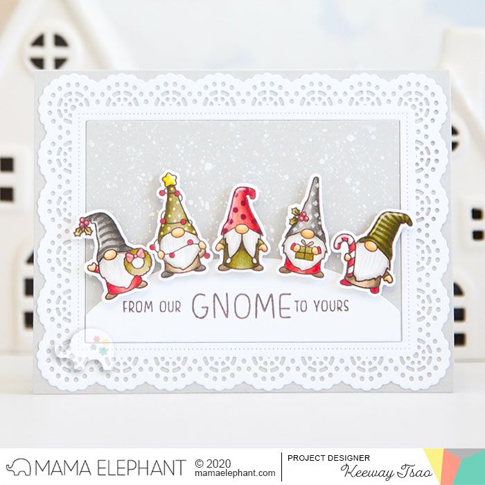 a card with gnomes on it and the words gnome to you written in white