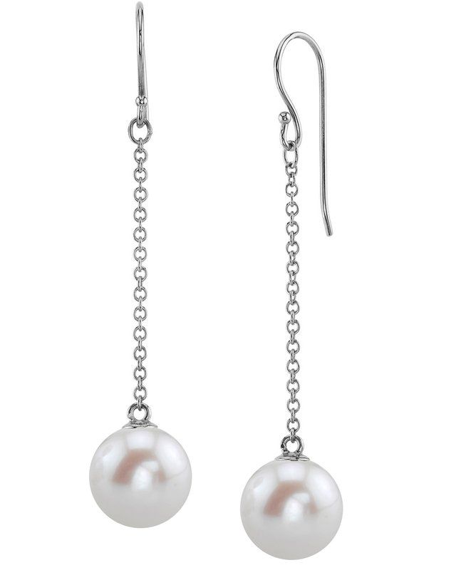 Freshwater Pearl Sandra Earrings Classic High Luster Drop Pearl Earrings, Classic Round Pearl Drop Earrings, Classic Hypoallergenic Akoya Pearl Earrings, Hypoallergenic Akoya Pearl Earrings In Classic Style, Hypoallergenic Classic Akoya Pearl Earrings, Elegant High Luster Pearl Earrings, Elegant Round Pearl Earrings With High Luster, White Gold Akoya Pearl Dangle Earrings, Classic White Gold Earrings With Pearl Chain