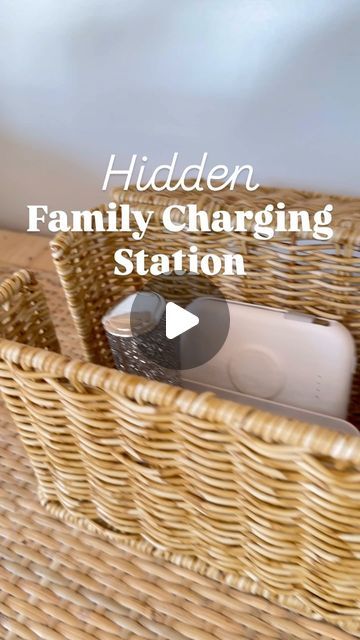 the hidden family charging station in a wicker basket