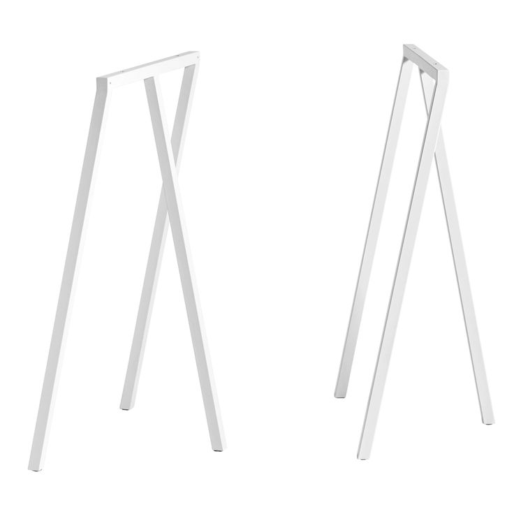 two white stands are standing next to each other on a white background, one is bent and the other has no legs