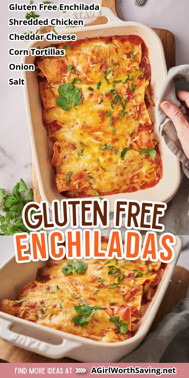 an advertisement for gluten free enchiladas