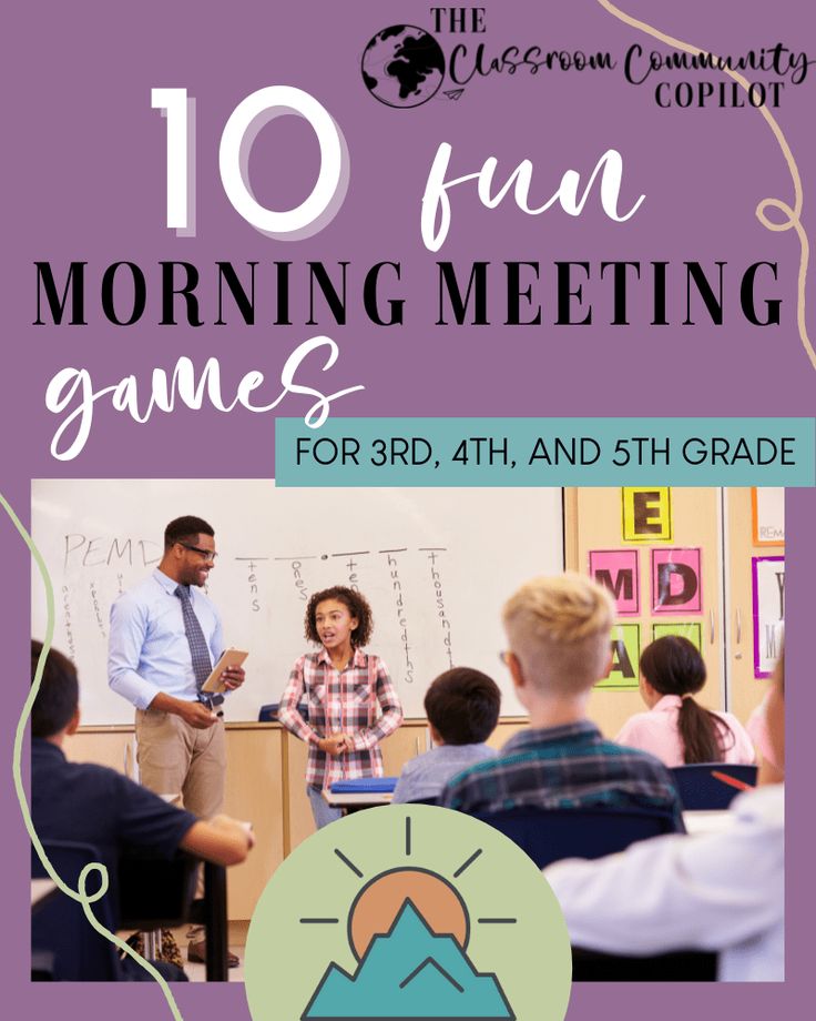 a group of people standing in front of a whiteboard with the words 10 fun morning meeting games for 3rd, 4th and 5th grade