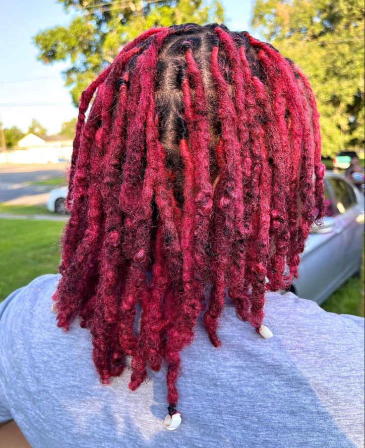 Pink And Red Locs, Locs Retwist, Pink Locs, Locs Inspiration, Locs Black Women, Women With Locs, Red Locs, Dyed Dreads, Red Dreads