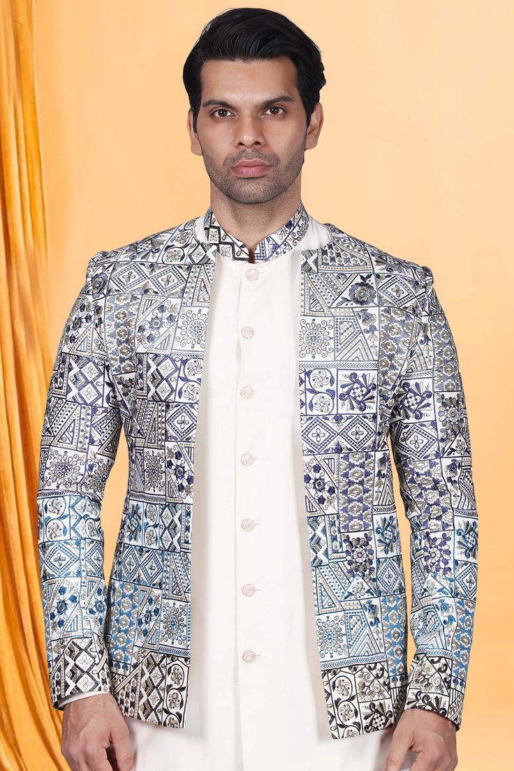 This Mens Bandhgala M42-S76 exudes sophistication with its intricate thread work and open jacket design. Crafted with luxurious materials, this piece offers a touch of exclusivity and adds a refined touch to any outfit. Elevate your style with this premium bandhgala. Mens Bandhgala, Open Jodhpuri, Marriage Clothes, Full Body Massage Techniques, Sherwani For Men Wedding, Body Massage Techniques, Sherwani For Men, Open Jacket, Bridal Lehenga Choli