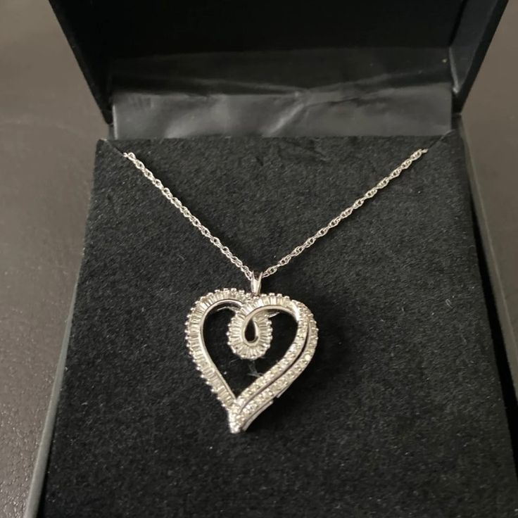 New In Box, Never Worn 1/2 Cttw Diamond And .925 Stamped Sterling Silver Heart Shaped Necklace. Original Receipt From Macy’s, Hard To See Because Of Thermal Paper But Paid 278.72 On Sale And Original Value According To Receipt Is $800. Makes The Perfect Mother’s Day Gift! Make Me An Offer, Thanks! Sterling Silver Heart Necklace With Diamond Accents For Wedding, Wedding Sterling Silver Heart Necklace With Brilliant Cut, Wedding Heart Necklace In Sterling Silver With Brilliant Cut, Wedding Heart Necklace With Brilliant Cut In Sterling Silver, Formal Heart Cut Necklace For Mother's Day, Classic Sterling Silver Heart Diamond Necklace, Sterling Silver Heart Necklace With Brilliant Cut For Wedding, Sterling Silver Diamond Necklace With Accents As Gift, Silver Heart Necklace With Diamond Accents For Wedding