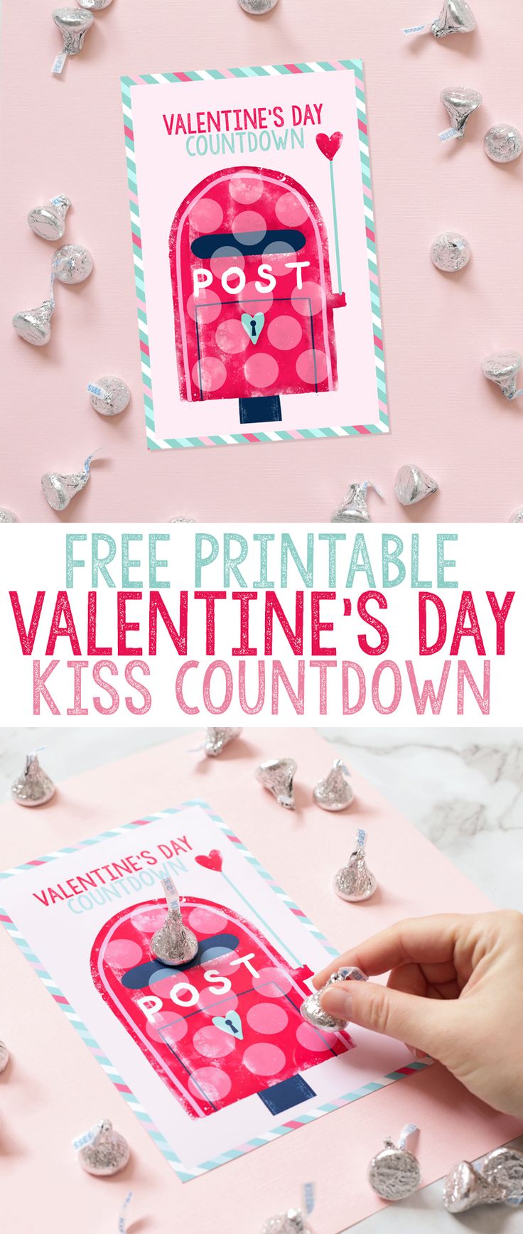 valentine's day card with the text free printable valentine's day kiss count down