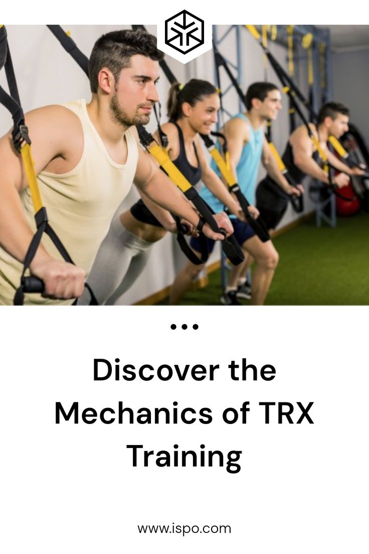 a group of people in a gym with the words, discovering the mechanics of trx training