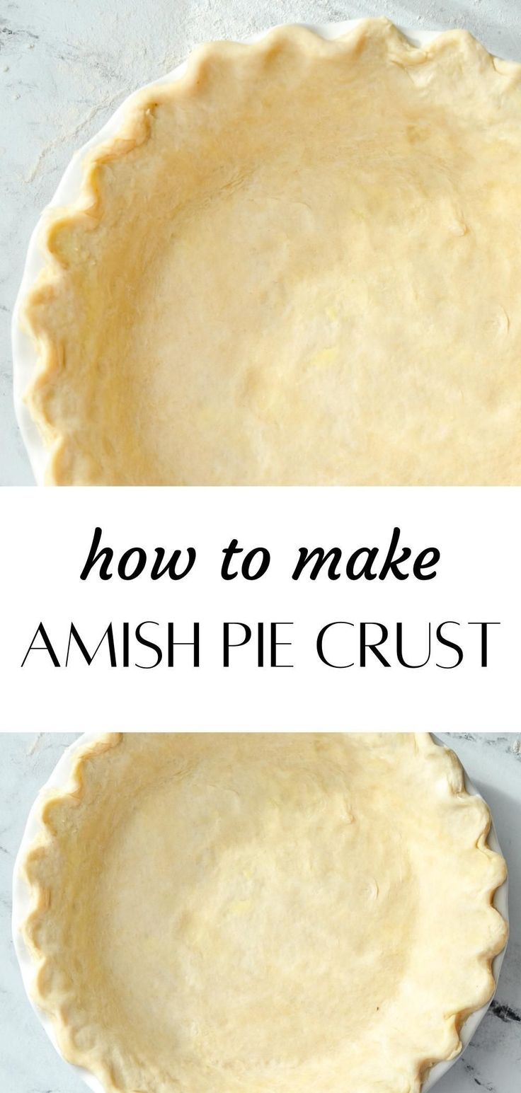 an amish pie crust on a white plate with the words amish written above it