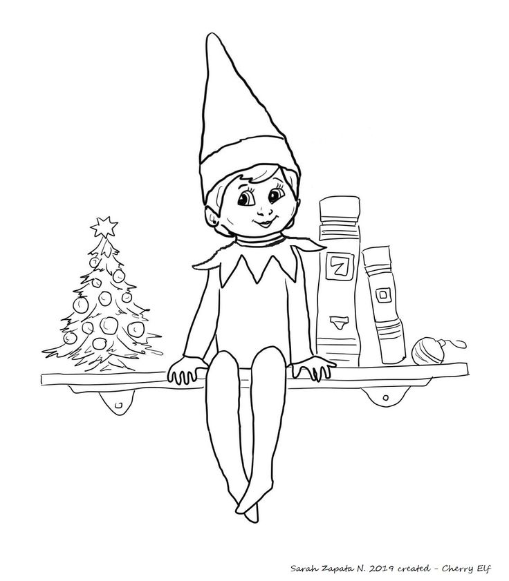 an elf is sitting on a shelf next to a christmas tree