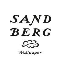 the sand berg wallpaper logo is shown in black and white, with an image of a