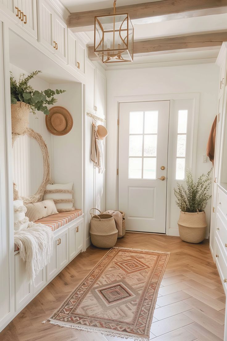 the entryway is clean and ready for guests to use it as a storage area