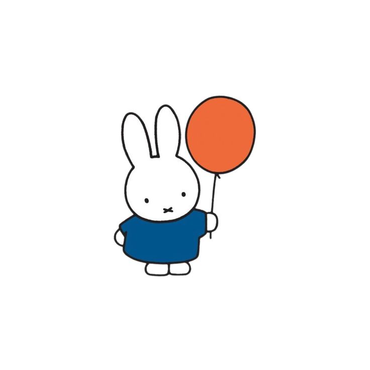 a rabbit with an orange balloon in its hand