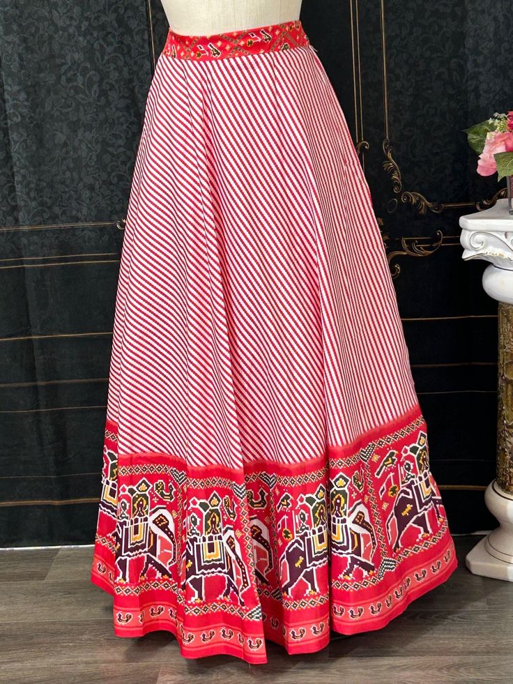 Length 42 inch Waist fits up to 38 inch made in India shipping from Chicago Finished item for sizing/alterations please message me Traditional Navratri Tiered Skirt Set, Traditional Navratri Sets With Tiered Skirt, Block Print Lehenga For Navratri, Red Lehenga With Printed Motifs In Traditional Drape, Red Lehenga With Printed Motifs, Red Lehenga With Printed Motifs For Navratri, Traditional Printed Sets With Maxi Length, Traditional Printed Sets In Maxi Length, Traditional Printed Maxi Length Set