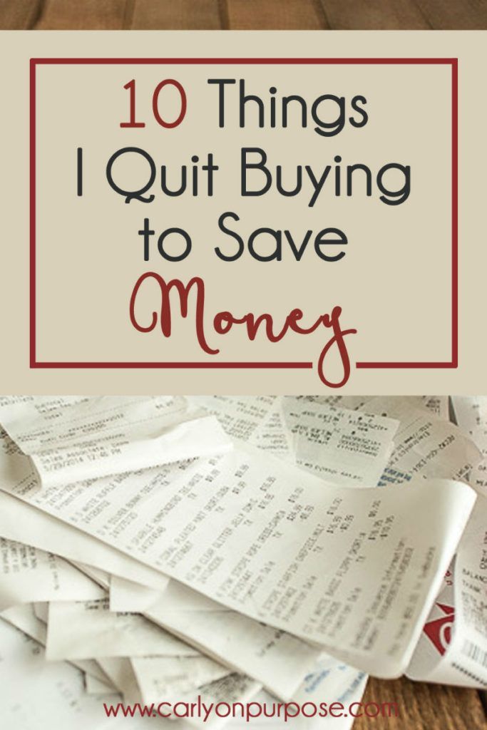 the words 10 things i quit buying to save money on top of some papers and envelopes