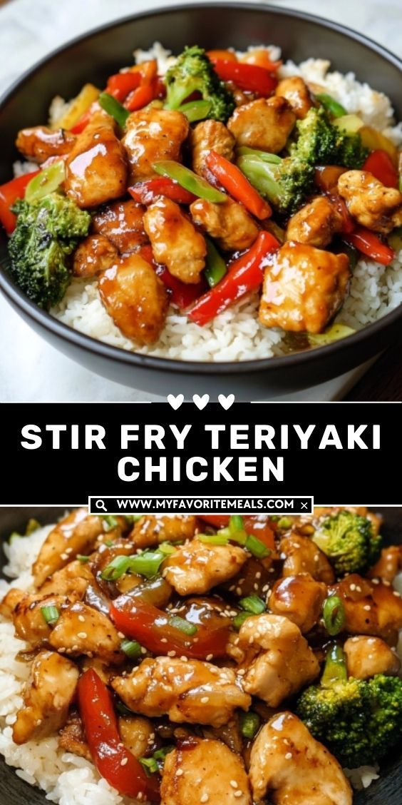 stir fry teriyaki chicken with broccoli and red peppers