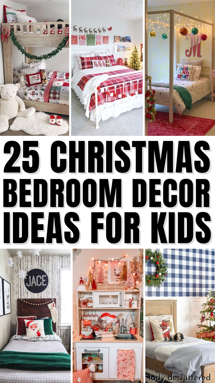 25 Christmas Bedroom Decor Ideas for Kids Kids Bedroom Door Christmas Decorations, Kids Bedroom Christmas Decor Ideas, Kids Christmas Room Ideas, Christmas Decor For Room Bedrooms, Kids Christmas Bedroom Ideas, Kids Room Christmas Decorations, Christmas Decor Ideas Kids Room, Girls Bedroom Christmas Decor, Christmas Decorations For Kids Rooms