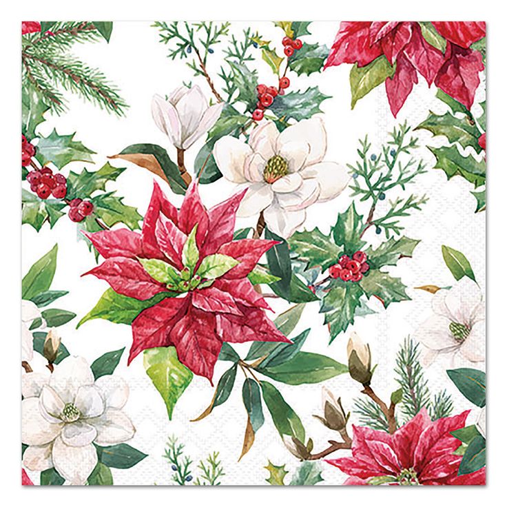 Poinsettia Floral Paper Luncheon Napkins Poinsettia Wallpaper, Peppermint Christmas, Vinyl Tumblers, Winter Blankets, Christmas Poinsettia, Plush Throw Blankets, Luxury Paper, Holiday Entertaining, Christmas Star