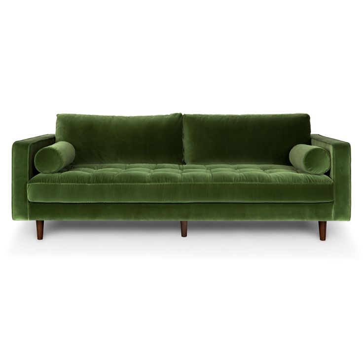 Elevate your living space with the Roma Sofa in Green Velvet from Urban Home. This exquisite piece effortlessly blends elegance with modernity, showcasing a vibrant green hue and sumptuous velvet fabric. Perfectly designed to add a touch of luxury to any decor, the Roma Sofa is a testament to both style and comfort.   Features:     Luxurious Green Velvet:  The rich green velvet upholstery exudes sophistication and adds a glamorous touch to any room.   Plush Comfort:  Enjoy optimal relaxation wit Article Green Velvet Couch, Green Couch Velvet, Green Suede Couch, 70s Green Couch, Green Velvet Sofas Living Room, Vintage Velvet Couch, Red And Green Interior, Velvet Green Couch, 70s Sofa