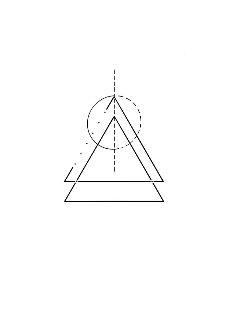 an image of a triangle that is in the middle of a circle with one point on it