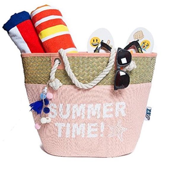 Life's A Beach, This Tote Is The Perfect Bag For Summer, With Plenty Of Storage, Cute Pom Pom Design, And Woven Sea Grass Detail, You Are Ready To Hit The Beach In Style. Total Summer Must Have! Top Zipper Closure Feature Is Great For On The Go. Perfect For A Cruise, Vacation, Or Hitting The Beach. This Summer Beach Tote Is Roomy And Has Adorable Rope Handles That Are The Perfect To Carry On Shoulder. L20"Xh15""Xw8". Brand New Boutique Item. Summer Weekend Tote Shoulder Bag, Summer Weekend Tote Bag, Summer Weekend Beach Tote Bag, Large Capacity Beach Bag For Summer Weekend, Pink Summer Beach Bag, Pink Beachy Beach Bag For Summer, Pink Beach Bag For Vacation Beach Season, Pink Beach Bag For Summer Vacation, Pink Straw Bag For Daily Use In Summer