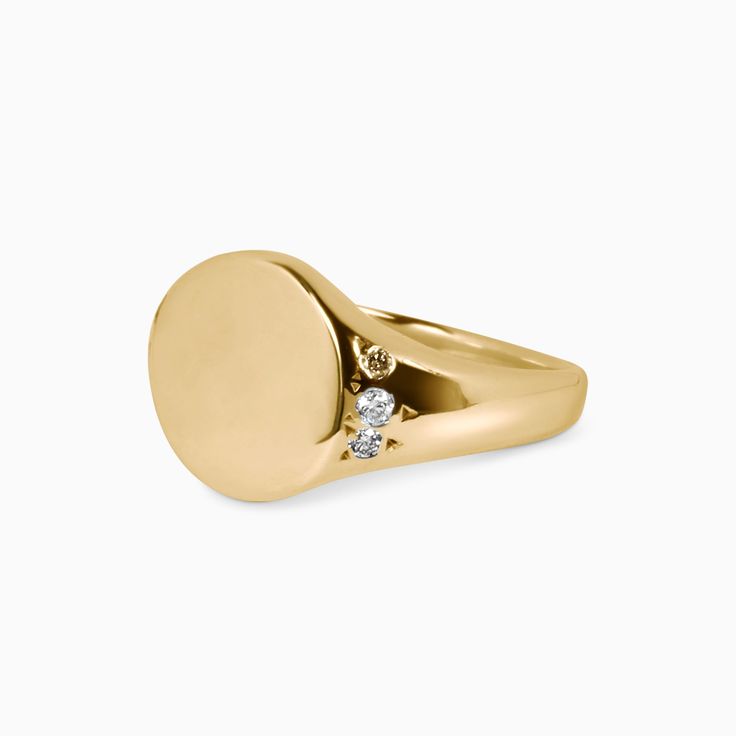 This petite classic Signet Ring makes a statement. The ring surface is a 10x10mm circle, domed on either side with small diamond accents. The signet ring has been used throughout history and across cultures to showcase family crests and position in society. For an added touch, include details for a complimentary monogram or symbol in your notes upon check out. All monograms and symbols are hand-engraved by Brooklyn Engravings. Before your signet ring is hand engraved an email will be sent to you Family Crests, Family Crest, Jewelry For Women, Hand Engraving, Signet Ring, Gold Rose, White Diamond, Brooklyn, White Gold