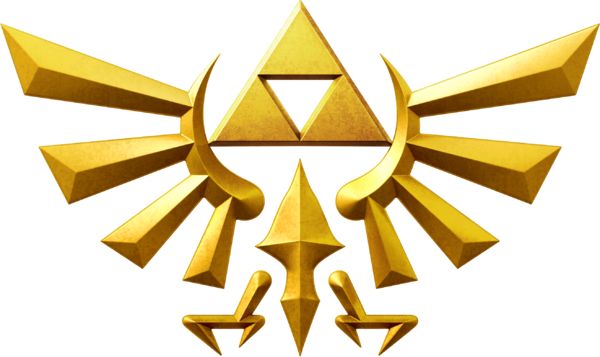 the legend of zelda symbol is shown in gold