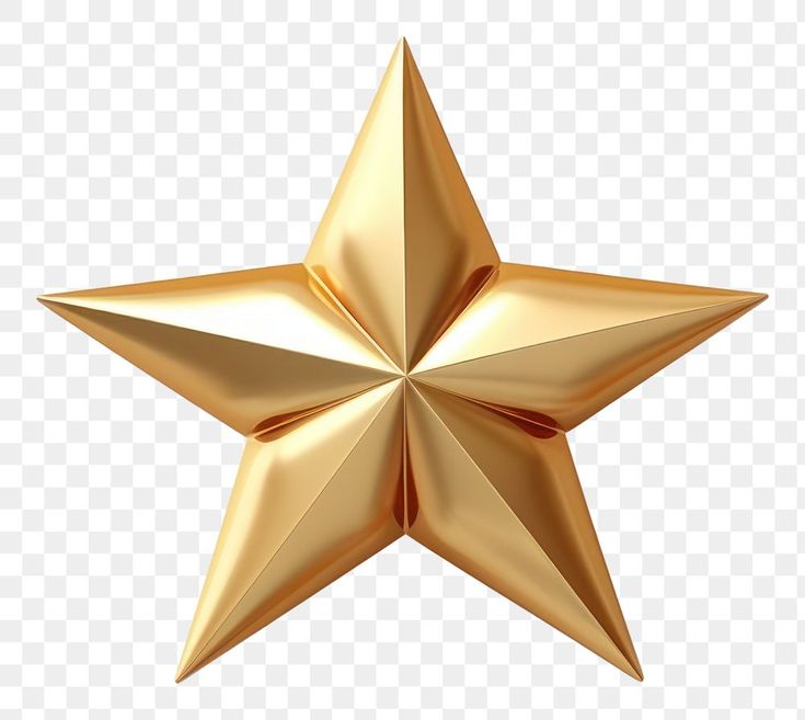 a golden star on a transparent background