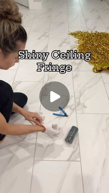 a woman sitting on the floor with toothbrushes in front of her and text saying shiny ceiling trimming