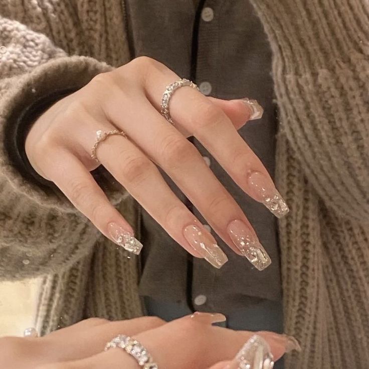 Nails And Rings, Asian Nails, Pretty Gel Nails, Really Cute Nails, Cute Gel Nails, Soft Nails, Jelly Nails, Nail Jewelry, Girls Nails