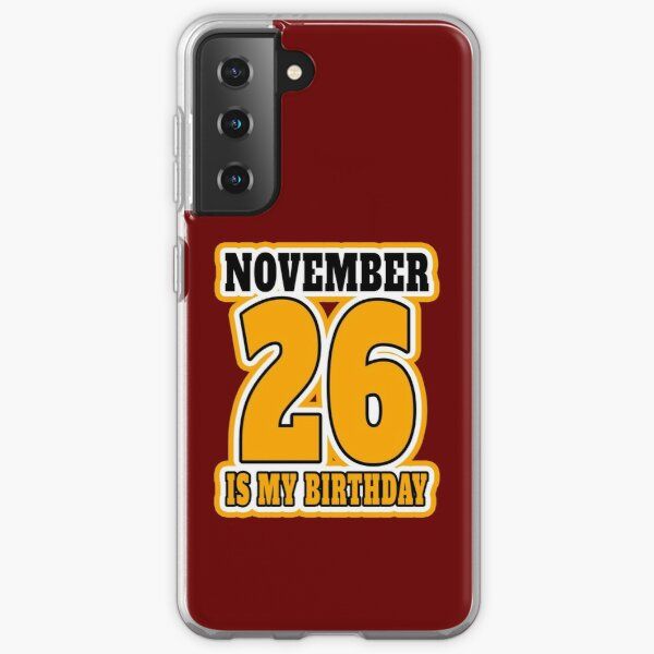 a red and yellow birthday phone case with the number 26 on it's front